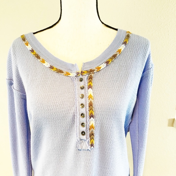 Free People Light Blue Rainbow Thermal - Picture 3 of 5